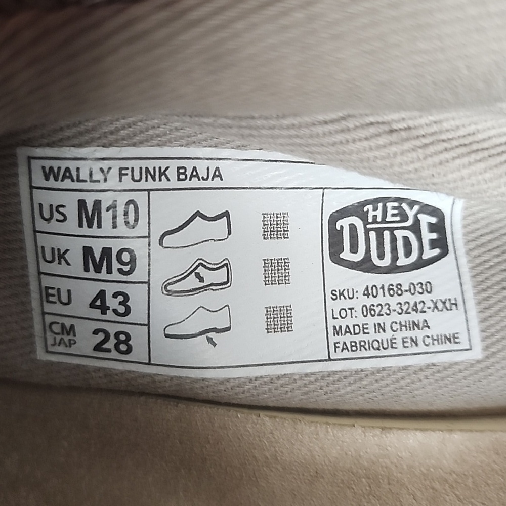 Hey Dude casual Wally Funk Baja gray slip on shoes. Size 10M. Comfortable. - Picture 8 of 11